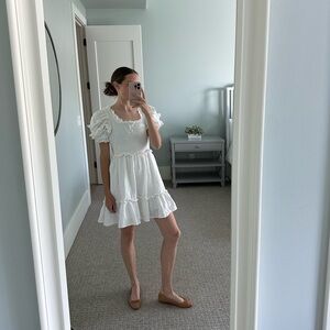 Topshop Puff Eyelet Sleeve Mini Dress